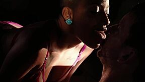 Pretty ebony neighbor bound in playful restraint session