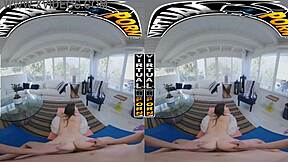 stepsister mae milano makes stepbro moan with blowjob