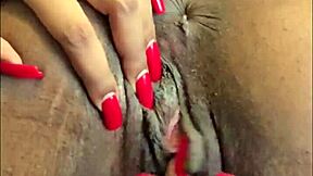 hot ebony girl fingers her pussy and plays with her pierced clit