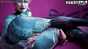 solo anal fisting with toys for tattooed skinny girl