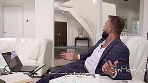 Couple spitroast heartbroken blonde with strapon