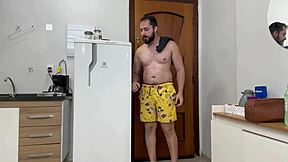 Young guy persuades blonde maid to offer her pussy for filling with cum in doggystyle