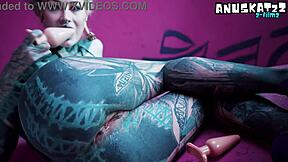 solo anal fisting with toys for tattooed skinny girl