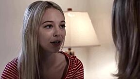 lesbian milf intensely licks stepdaughter's hairless pussy in lingerie