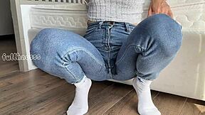 Stepmom Experiences Intense Fingering And Squirting Orgasm In Tight Wet Leggings