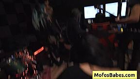 distracted sound engineer seduced for blowjob by busty brunette teen