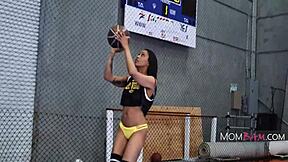 watch this fit ebony milf dunk balls in tight holes?