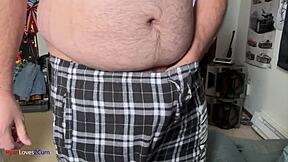 Solo masturbation session ending with cum in bedroom