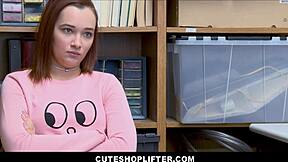 cute teen redhead shoplifter april reid gets fucked by security guard to avoid jail after stealing jewelry