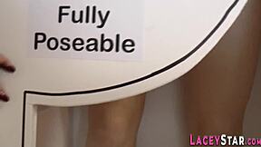 Kinky lesbian gilf rides strapon dick