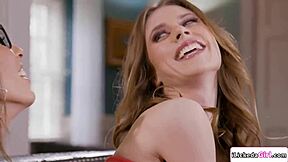 lesbian milf spanks stepdaughter before licking her ass