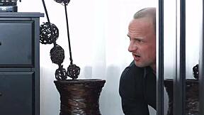 cute in black stockings gets double penetration in threesome