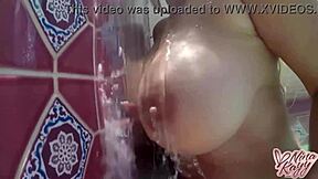 i'm blonde nina kayy riding my huge dildo by the pool.