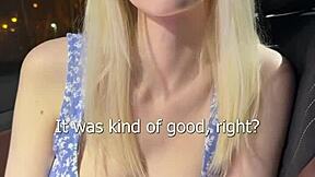 fucked busty sexy blonde in a car, feeling the passion as i came on her face