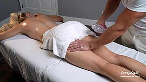 In-home massage turns into hard fucking of naughty teen