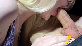 fucked busty sexy blonde in a car, feeling the passion as i came on her face