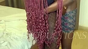 Real African couple enjoys intimate massage session