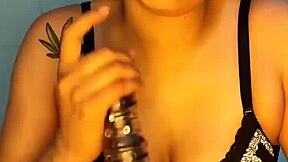 Colombian woman uses dildo in shower