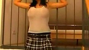 Hot busty brunette teen 18+ girl strips then fucks