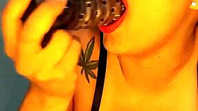 Colombian woman uses dildo in shower