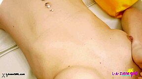 Glamorous blonde muse shows her sexy body in casting photoshoot