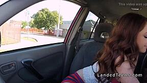 redhead teen 18+ hitchhiker sucking in the car