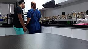 I convince the employee to fuck in the kitchen part 1