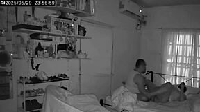 Spying on amateur couple having hot fingering and masturbation sex