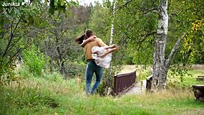 sexy bride offers muscular guy to fuck her saggy tits and vagina, squirting cum on tits