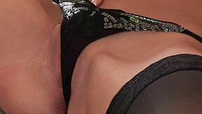 Divinty Love masturbate scene with hairless pussy and asshole fingering in stockings