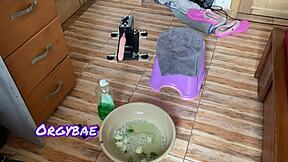 Ebony wife teases her cuckold husband with foot fetish in couple series