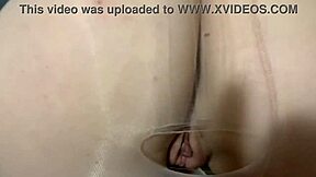 virgin in pantyhose gets a hard fucking through the hole, doggystyle with footjob and blowjob