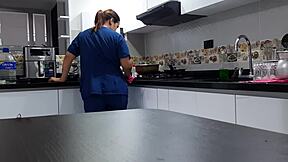 I convince the employee to fuck in the kitchen part 1