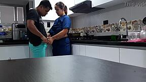 I convince the employee to fuck in the kitchen part 1