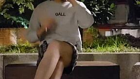 Shemale Ting Xuan Outdoors Peeing And Takes Off Her Underwear For Masturbates In The Park