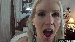 Cock sucking and ass fucking for tattooed blonde milf in bedroom