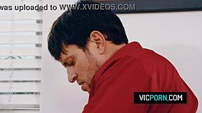 Hot brunette milf stuck under the table with no panties, takes rough doggystyle fucking 😏