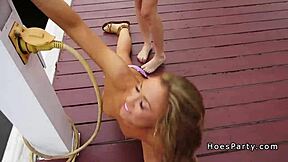 Group of amateur college babes partying in reality.