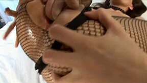 Brunette Girl In Fishnet Suit Fisting