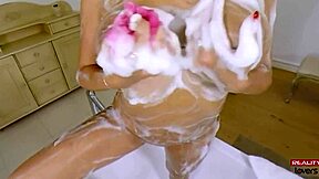 hot bath with busty milf