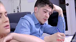 Taylor Blake rides nerdy step brother's cock