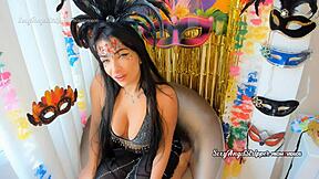 SEXY BRAZILIAN GIRL IN CARNAVAL COSPLAY GIVES DIRTY TALK JERK OFF INSTRUCTIONS CUM IN MOUTH