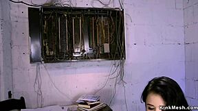 asian slave getting anal fucked and gaping in lezdom bondage