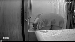 jennifer bent over while washing the shower
