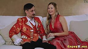 I feel so drawn to this dissolute blonde's big ass and tits as she licks shaved pussy and titty fucks