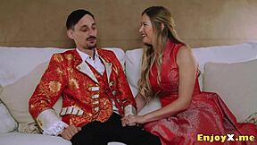 I feel so drawn to this dissolute blonde's big ass and tits as she licks shaved pussy and titty fucks