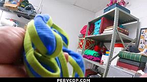 Mall Cop Punishes Two Shoplifting Teen 18+S With Bent Over Domination In Office Garage