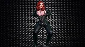 granny carmen shows her gloved metal cock sucking skills.