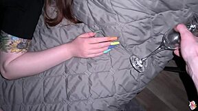 After party slut rides dick and gets cum on big tits in all poses POV