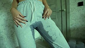 Can petite teen hold desperation pee with wet shaved pussy?